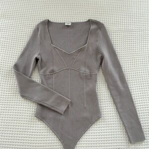 Abercrombie & Fitch Taupe Knit Bodysuit